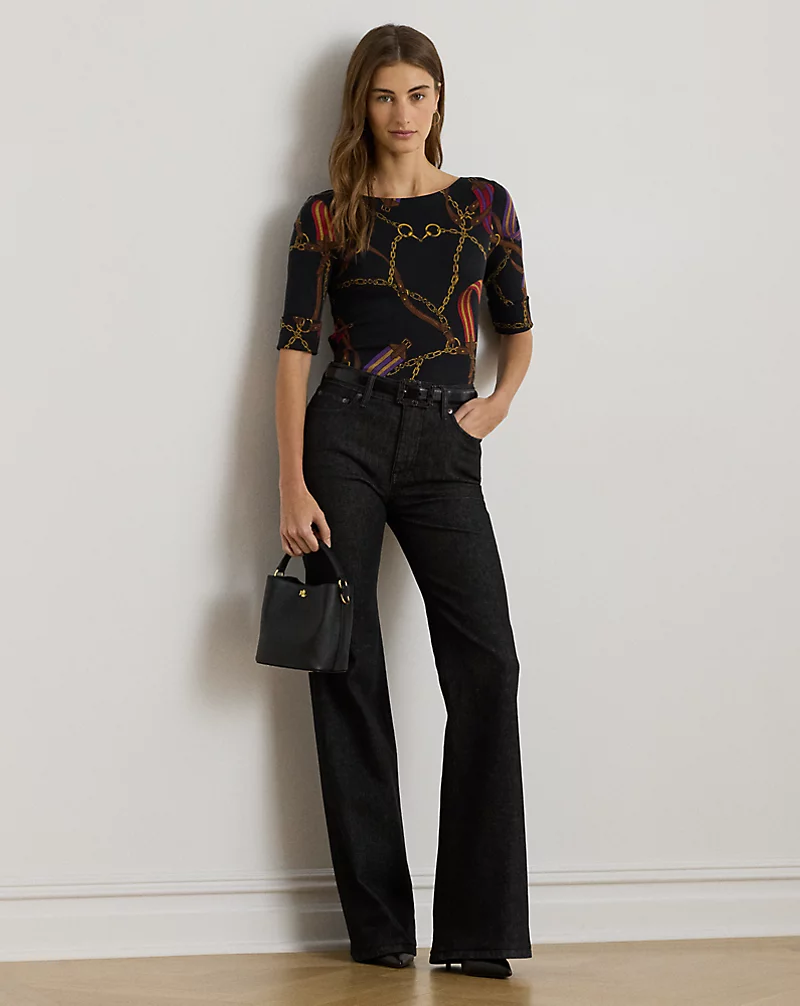 Polo Golf Ralph Lauren Print Stretch Cotton Boatneck Tee