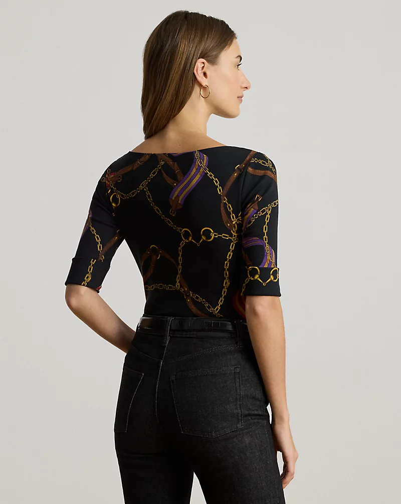 Polo Golf Ralph Lauren Print Stretch Cotton Boatneck Tee