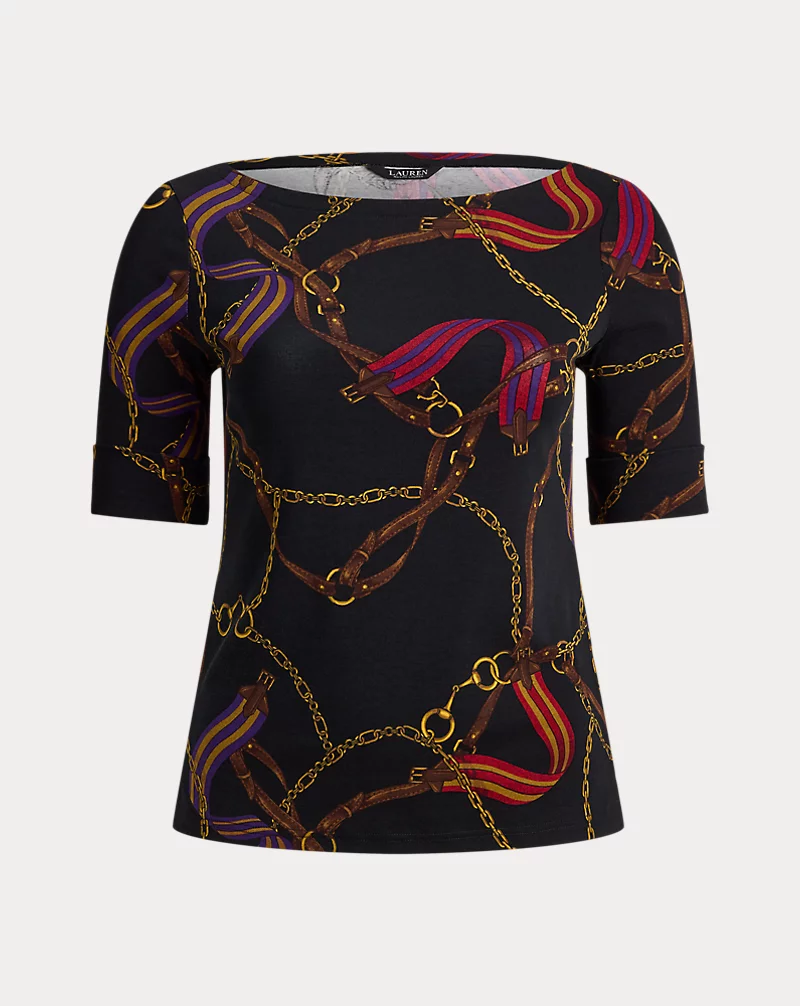 Polo Golf Ralph Lauren Print Stretch Cotton Boatneck Tee