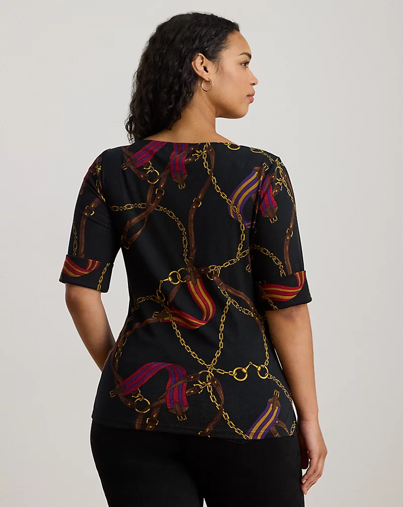 Polo Golf Ralph Lauren Print Stretch Cotton Boatneck Tee