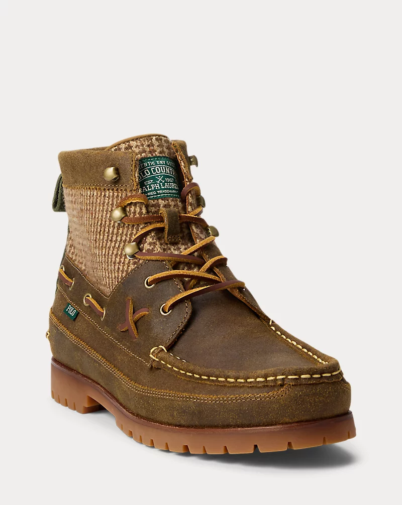 Polo Golf Ralph Lauren Ranger Mid Suede & Wool Tweed Boot