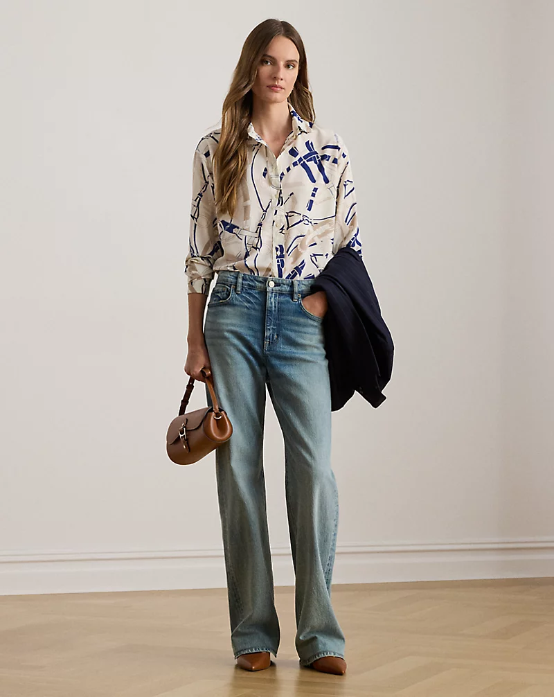 Polo Golf Ralph Lauren Relaxed Fit Belting-Print Crepe Shirt