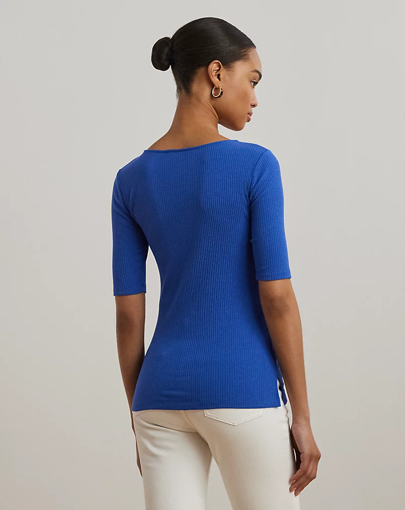 Polo Golf Ralph Lauren Rib-Knit Cotton-Blend Elbow-Sleeve Tee