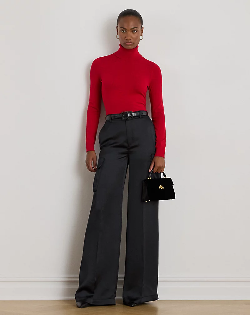 polo golf ralph lauren Satin Charmeuse Wide-Leg Cargo Pant