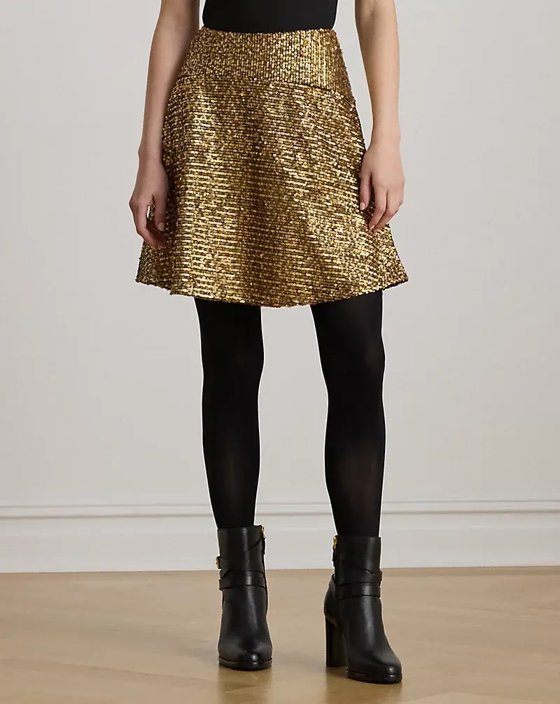 Polo Golf Ralph Lauren Sequined Mesh A-line Miniskirt