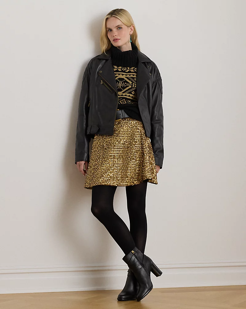 polo golf ralph lauren Sequined Mesh A-line Miniskirt