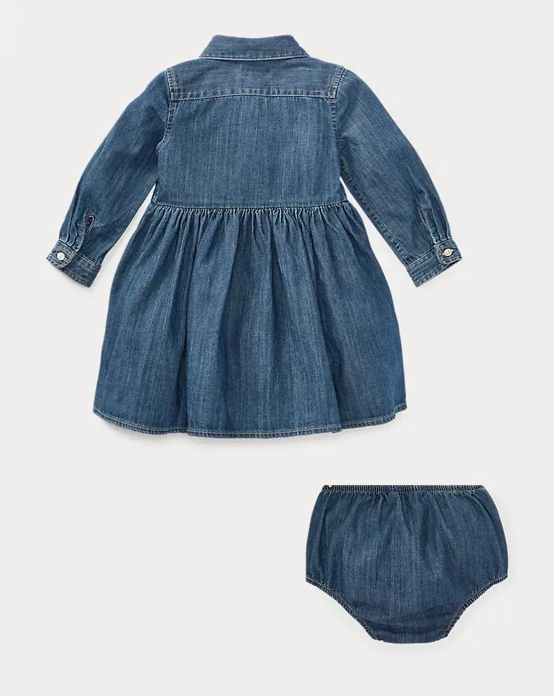 Polo Golf Ralph Lauren Shirred Denim Shirtdress & Bloomer