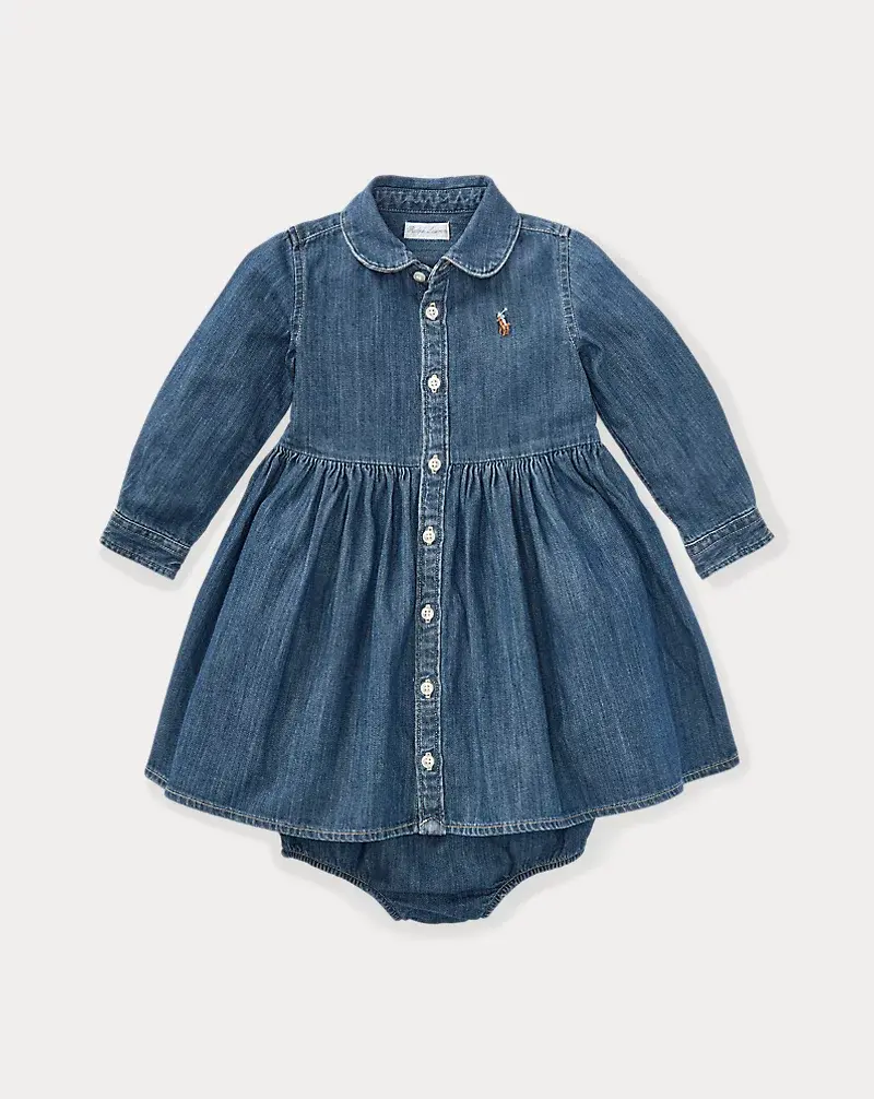 polo golf ralph lauren Shirred Denim Shirtdress & Bloomer