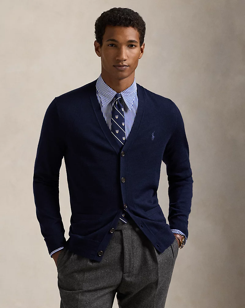 polo golf ralph lauren Slim Fit Washable Wool V-Neck Cardigan