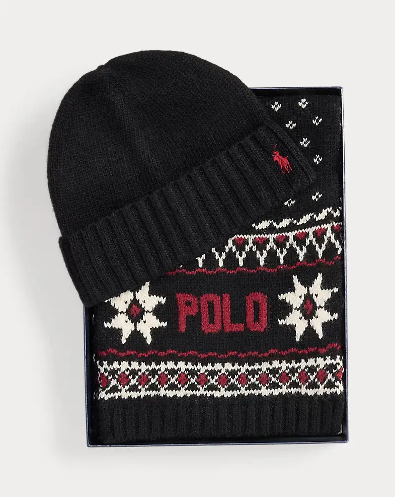 Polo Golf Ralph Lauren Snowflake Scarf & Beanie Gift Set