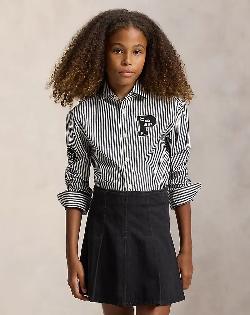 polo golf ralph lauren Striped Cotton Boxy Letter Shirt