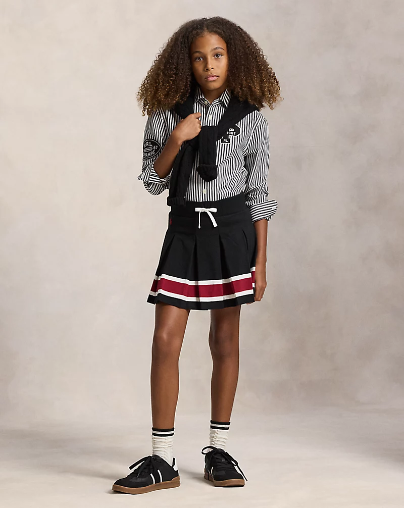 polo golf ralph lauren Striped Pleated Jersey Skort
