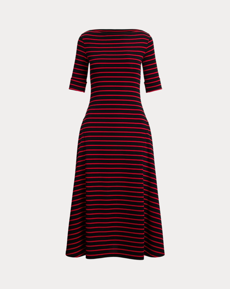 Polo Golf Ralph Lauren Striped Stretch Cotton Midi Dress