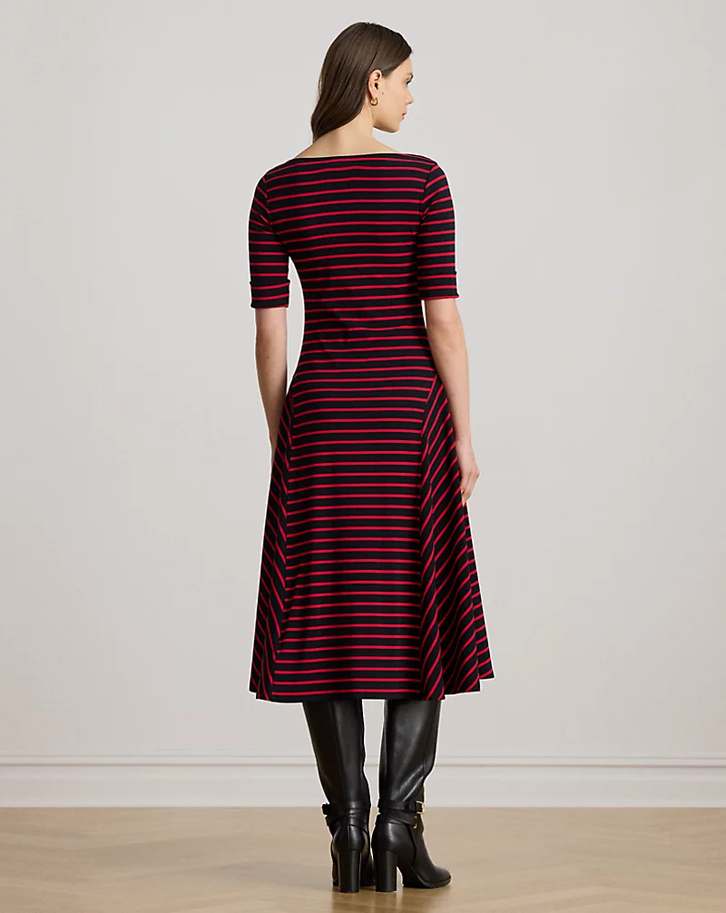 Polo Golf Ralph Lauren Striped Stretch Cotton Midi Dress