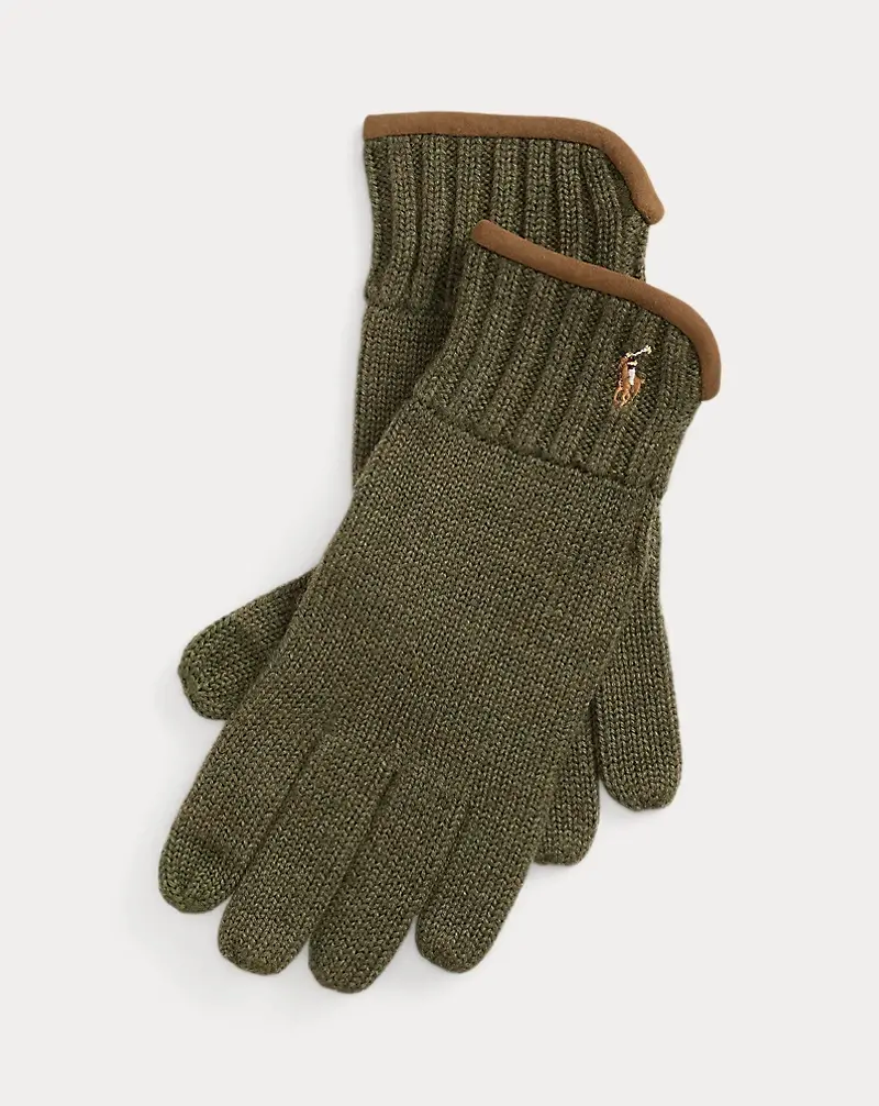 polo golf ralph lauren Suede-Trim Wool Touch-Screen Gloves