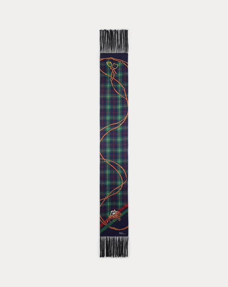 Polo Golf Ralph Lauren Tasseled Equestrian-Plaid Silk Scarf