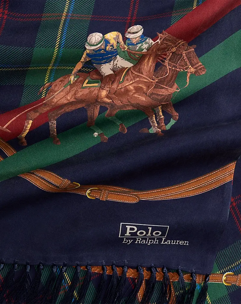 Polo Golf Ralph Lauren Tasseled Equestrian-Plaid Silk Scarf