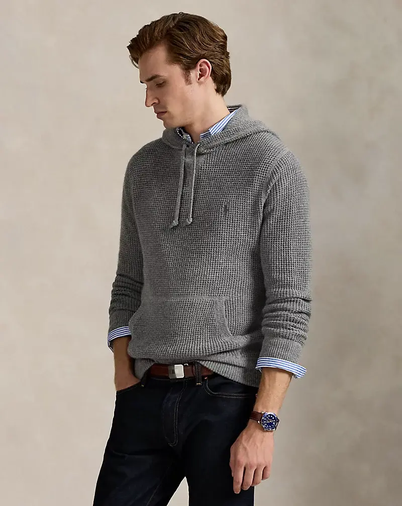 polo golf ralph lauren Textured Wool-Cotton Hooded Sweater