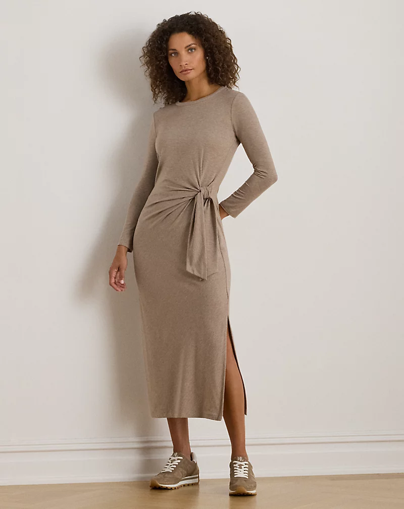 polo golf ralph lauren Tie-Front Stretch Jersey Midi Dress