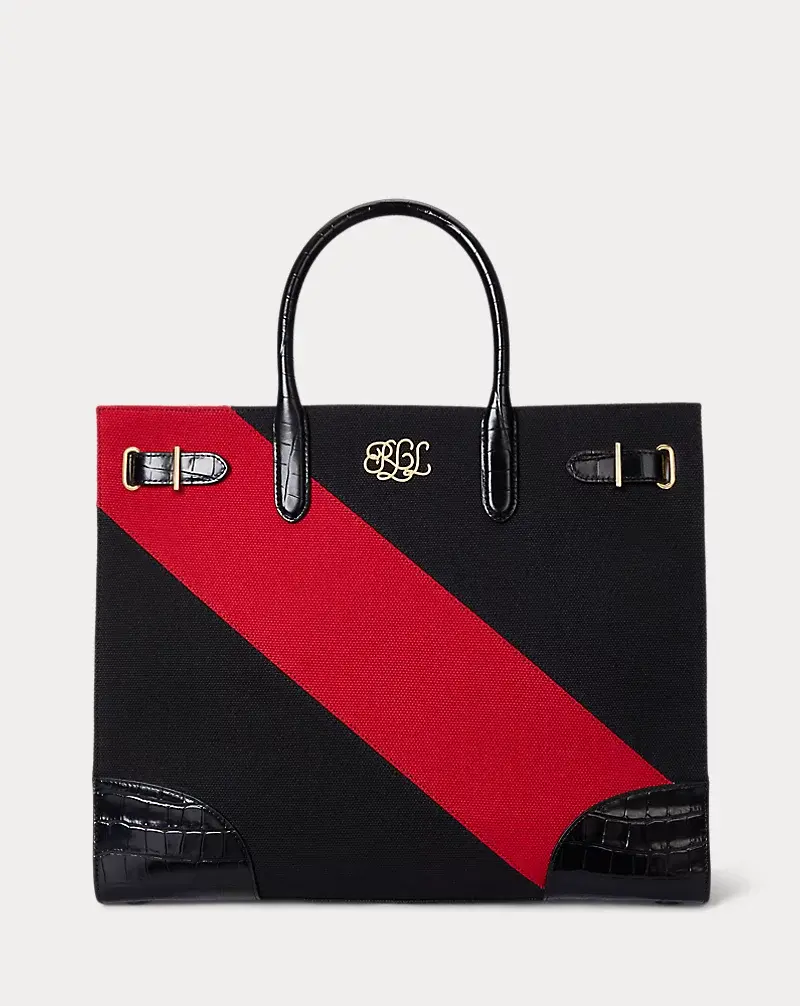 polo golf ralph lauren Two-Tone Canvas Large Devyn Tote Bag