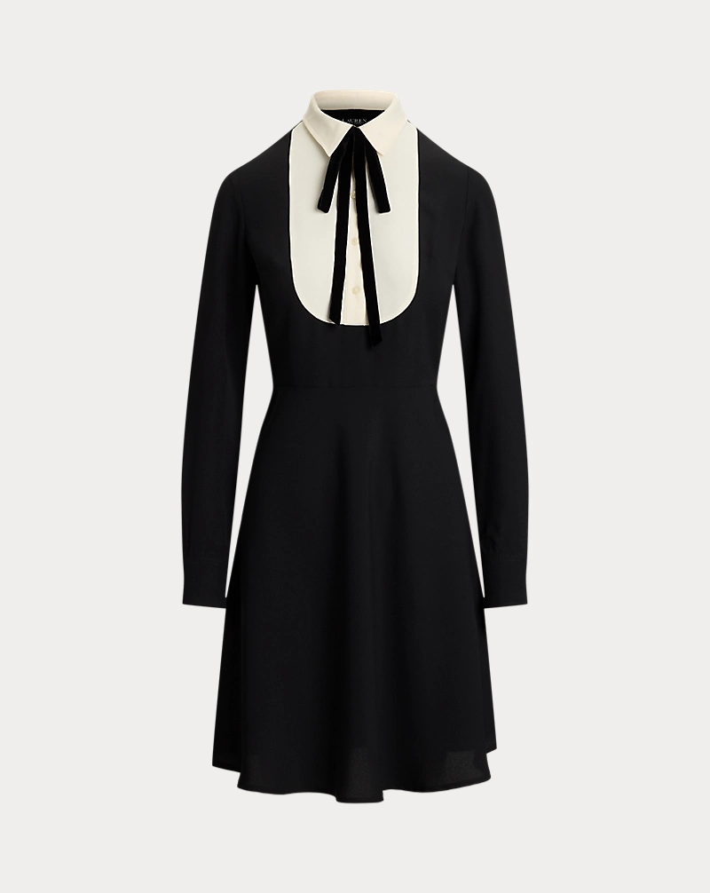 Polo Golf Ralph Lauren Two-Tone Georgette Tie-Neck Dress