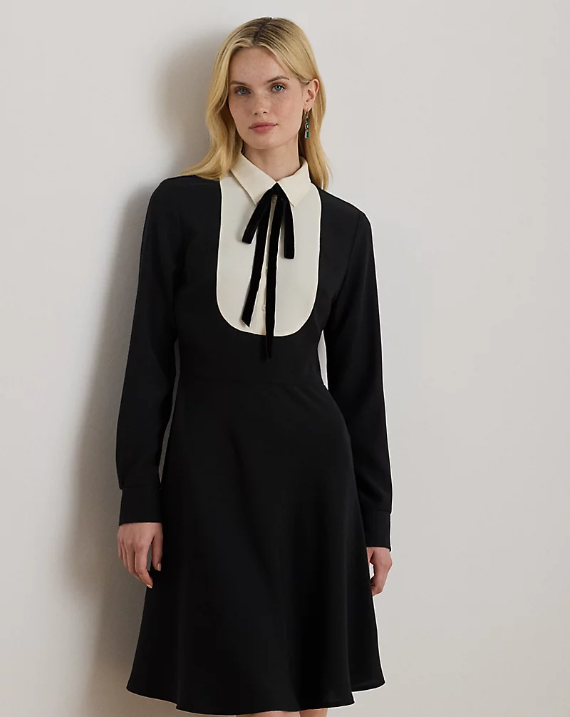 Polo Golf Ralph Lauren Two-Tone Georgette Tie-Neck Dress