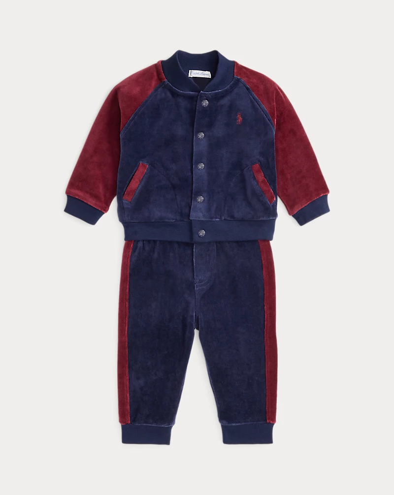 polo golf ralph lauren Velour Baseball Jacket & Jogger Pant Set