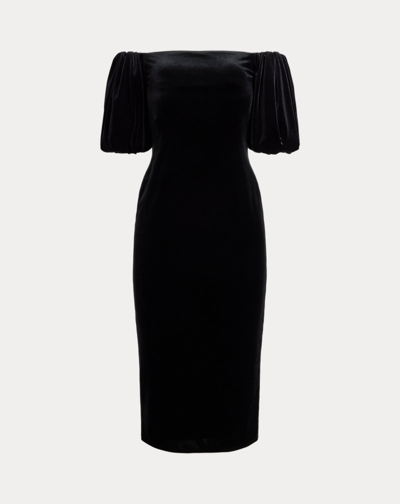Polo Golf Ralph Lauren Velvet Bubble-Sleeve Cocktail Dress