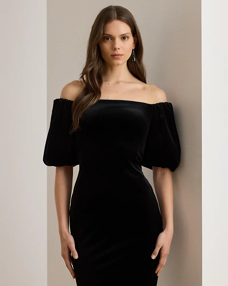 Polo Golf Ralph Lauren Velvet Bubble-Sleeve Cocktail Dress