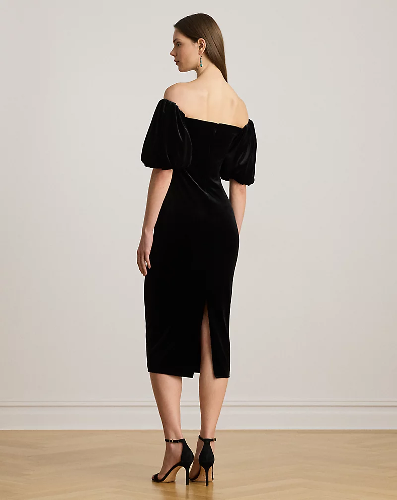 Polo Golf Ralph Lauren Velvet Bubble-Sleeve Cocktail Dress