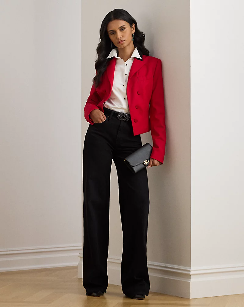 Polo Golf Ralph Lauren Velvet-Trim Wool Twill Cropped Blazer