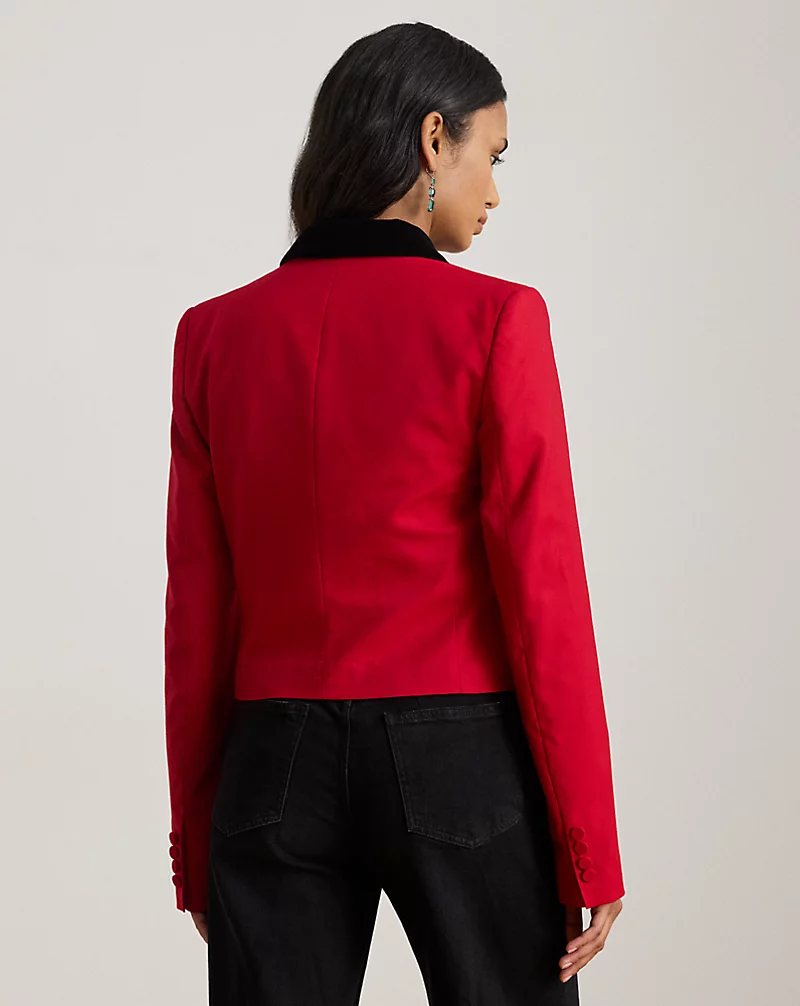 Polo Golf Ralph Lauren Velvet-Trim Wool Twill Cropped Blazer