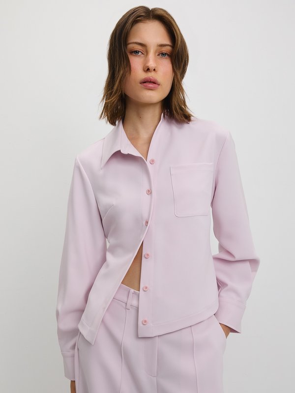 Pomelo Pomelo Asymmetric Long-Sleeve Shirt - Light Pink
