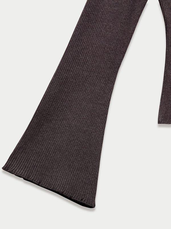 Pomelo Pomelo Bell Sleeve Ribbed Keyhole Top - Mid Grey