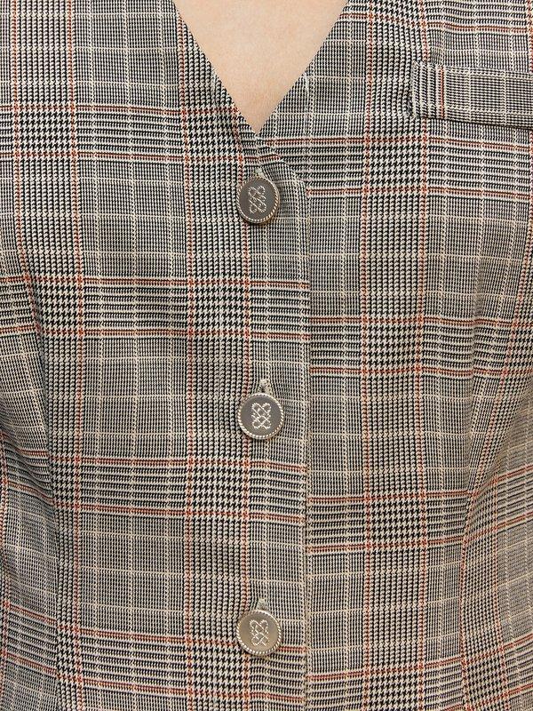 Pomelo Pomelo Checked Mini Dresses With Pomelo Buttons - Brown