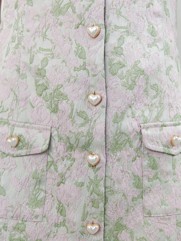 Pomelo Pomelo Collared Floral Detail Midi Dress - Pink