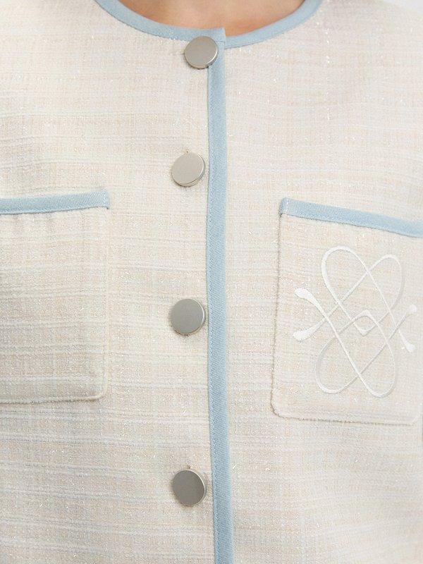 Pomelo Pomelo Contrast Trim Cropped Tweed Jacket - Ivory