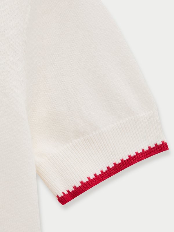 Pomelo Pomelo Contrast Trim Embroidered Knit Top - White