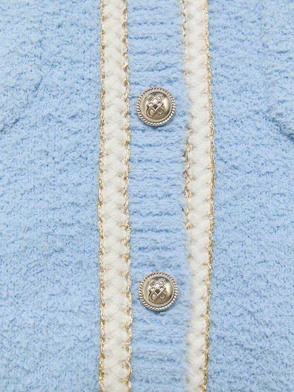 Pomelo Pomelo Contrast Trim Knit Cardigan - Baby Blue