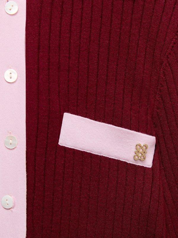 Pomelo Pomelo Contrast Trim Knit Polo Dress - Burgundy