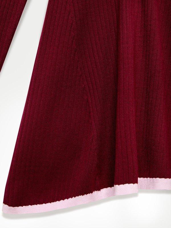 Pomelo Pomelo Contrast Trim Knit Polo Dress - Burgundy