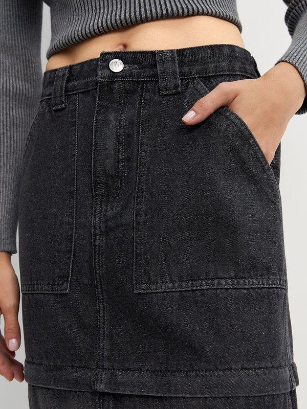 Pomelo Pomelo Convertible Zip-Off Cargo Skirt - Dark Grey