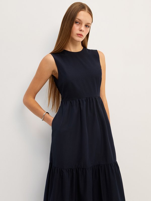Pomelo Pomelo Cut-Out Back Sleeveless Maxi Dress - Navy