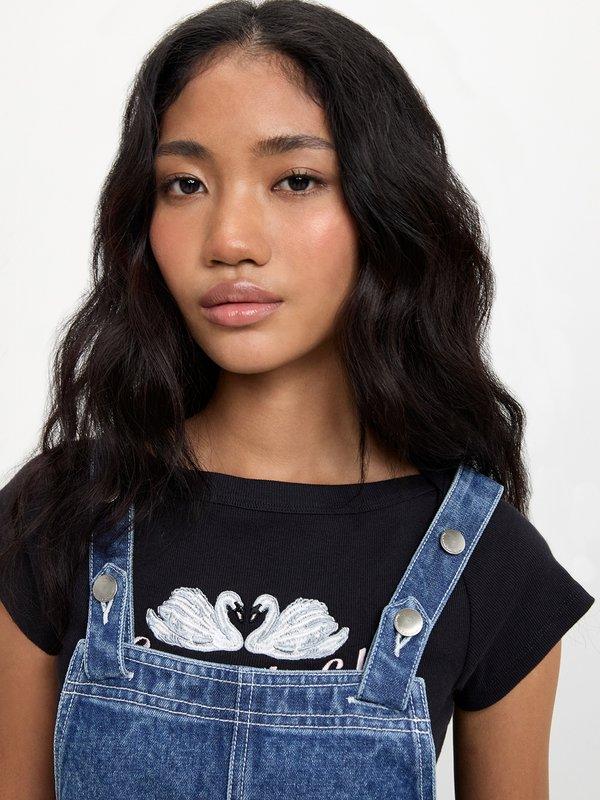 Pomelo Pomelo Denim Overall Dress With Pockets - Blue