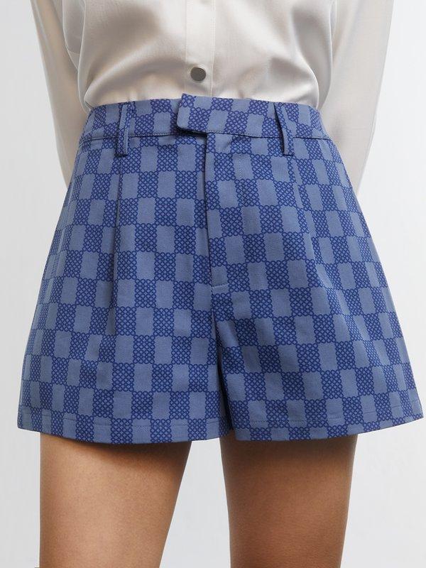 pomelo Pomelo Double Weave Checkerboard Shorts - Blue
