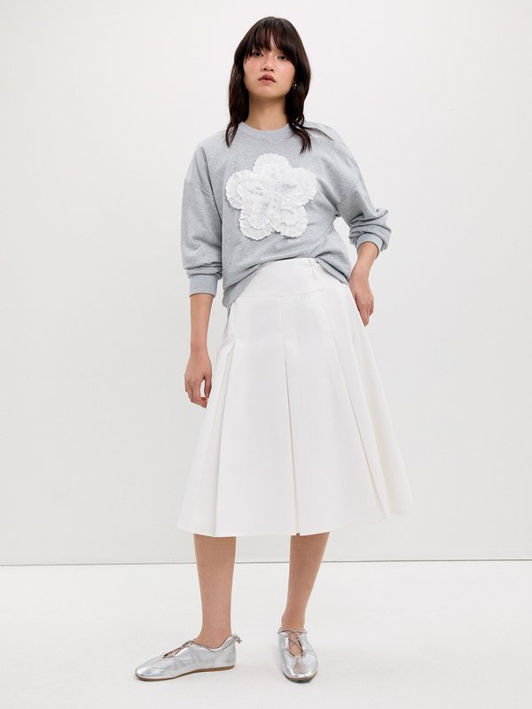 Pomelo Pomelo Embellished Flower Sweatshirt - Light Grey