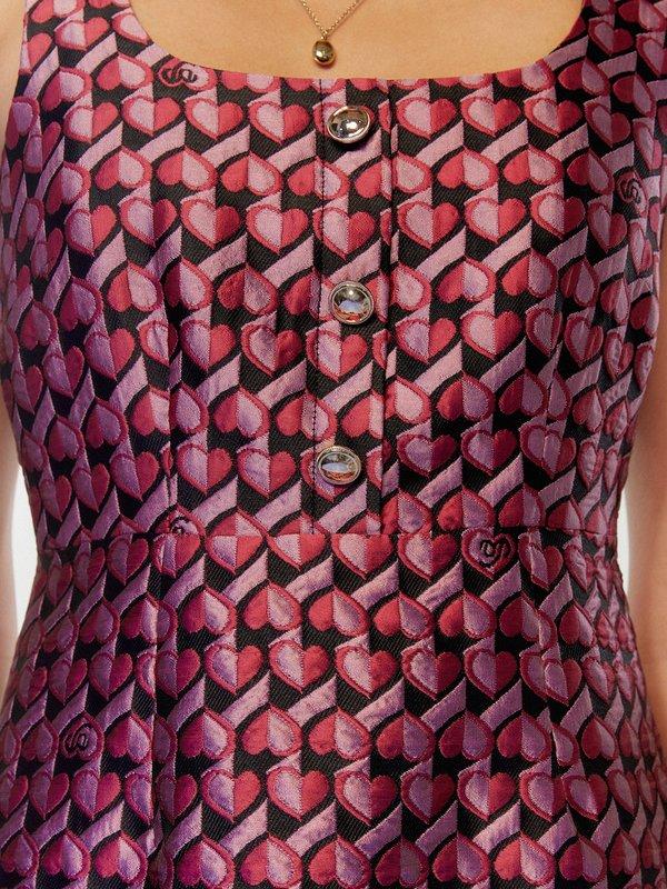 Pomelo Pomelo Embroidered Monogram Heart Motif Mini Dress With Button Detail - Pink