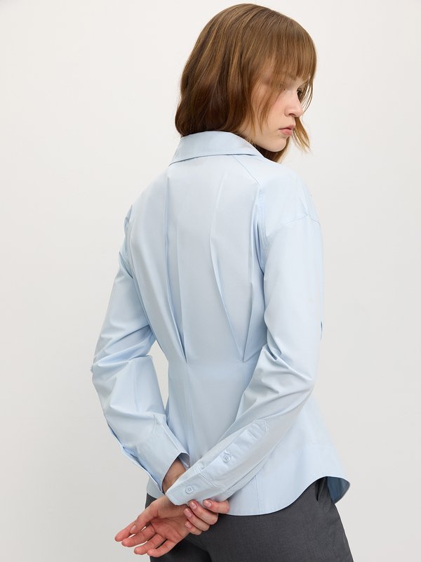 Pomelo Pomelo Fitted Oversized Button-Up Shirt - Baby Blue