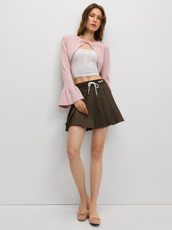 Pomelo Pomelo Flare-Sleeve Open-Front Cropped Cardigan - Pink