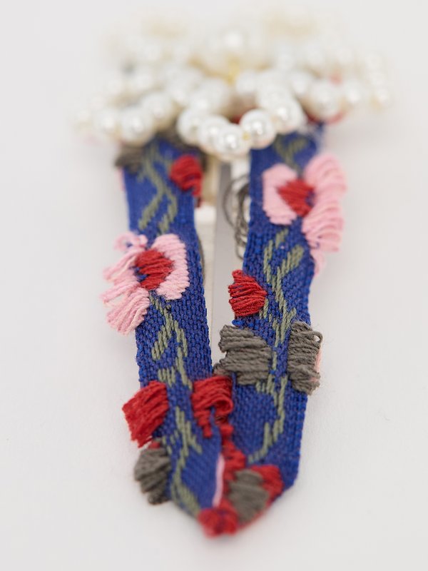 Pomelo Pomelo Floral Beaded Detail Hair Clips - Red/White